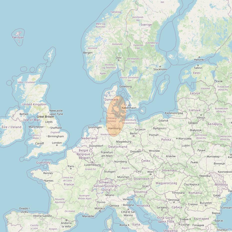 Eutelsat Konnect VHTS at 3&deg; E downlink Ka-band S030 User Spot beam coverage map