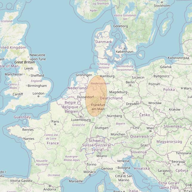 Eutelsat Konnect VHTS at 3&deg; E downlink Ka-band S044 User Spot beam coverage map