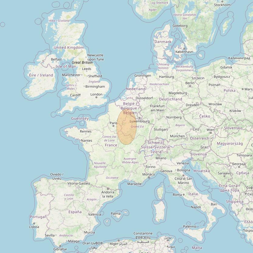 Eutelsat Konnect VHTS at 3&deg; E downlink Ka-band S055 User Spot beam coverage map