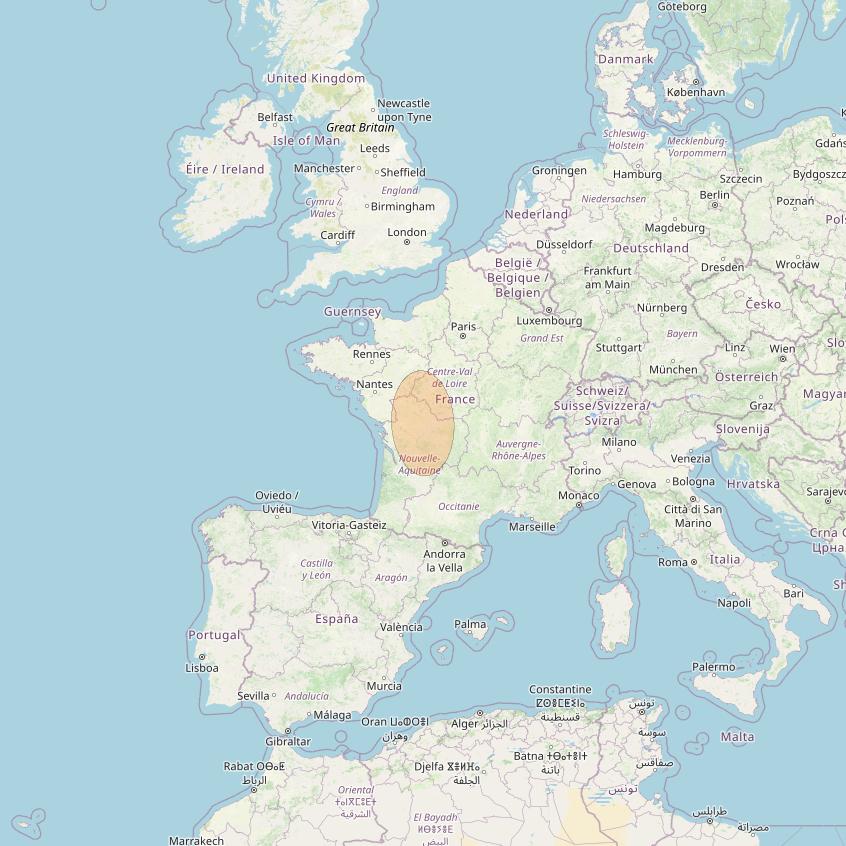 Eutelsat Konnect VHTS at 3&deg; E downlink Ka-band S070 User Spot beam coverage map