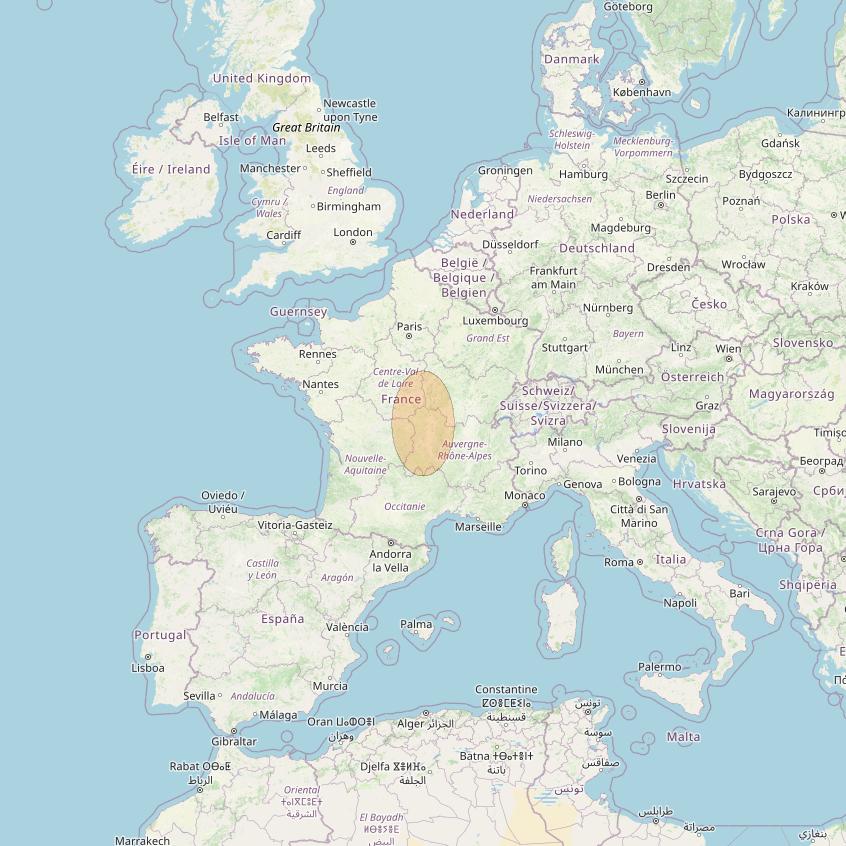 Eutelsat Konnect VHTS at 3&deg; E downlink Ka-band S071 User Spot beam coverage map
