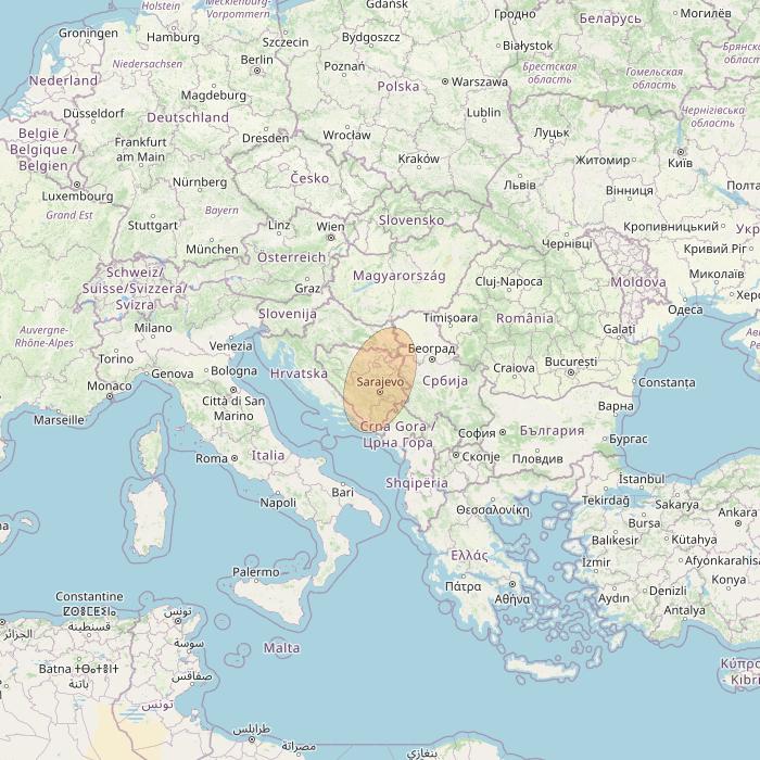 Eutelsat Konnect VHTS at 3&deg; E downlink Ka-band S096 User Spot beam coverage map