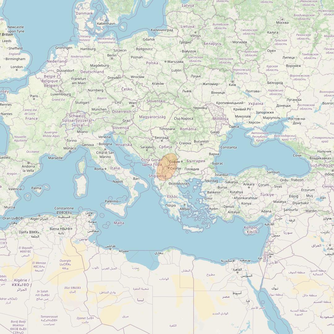 Eutelsat Konnect VHTS at 3&deg; E downlink Ka-band S116 User Spot beam coverage map