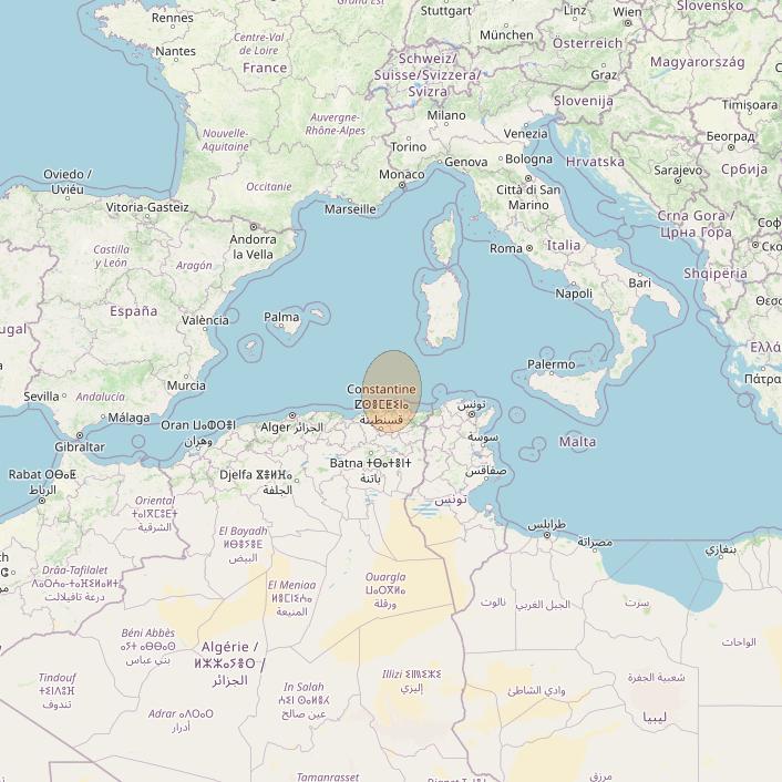 Eutelsat Konnect VHTS at 3&deg; E downlink Ka-band S153 Spot beam coverage map