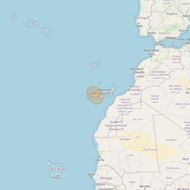 Eutelsat Konnect VHTS at 3&deg; E downlink Ka-band S214 User Spot beam coverage map