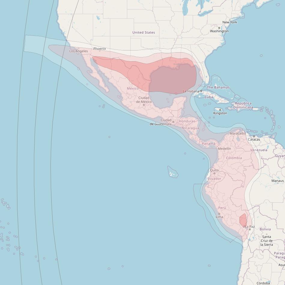 Intelsat 27 at 55&deg; W downlink Ku-band Andean/Mexico beam coverage map