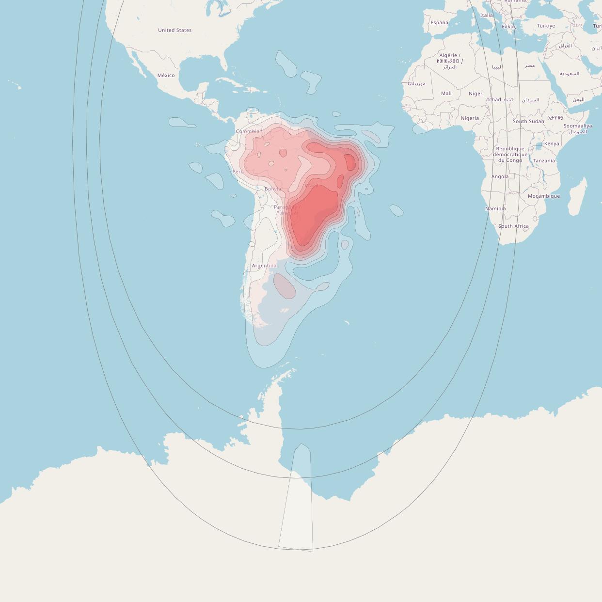 Intelsat 27 at 55&deg; W downlink Ku-band Brazil beam coverage map
