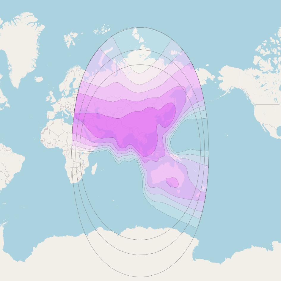 AsiaSat 5 at 101° E downlink C-band Global Beam coverage map