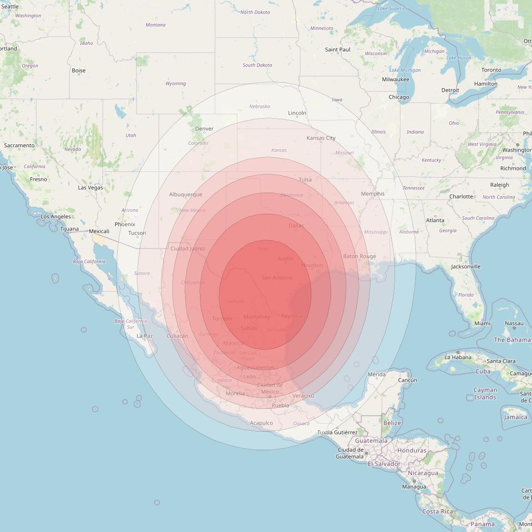 Skyterra 1 at 101° W downlink Ku-band TKU1 beam coverage map