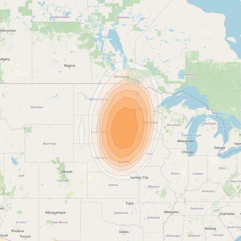 Directv 12 at 103° W downlink Ka-band A1B7 (Sioux Falls) Spot beam coverage map