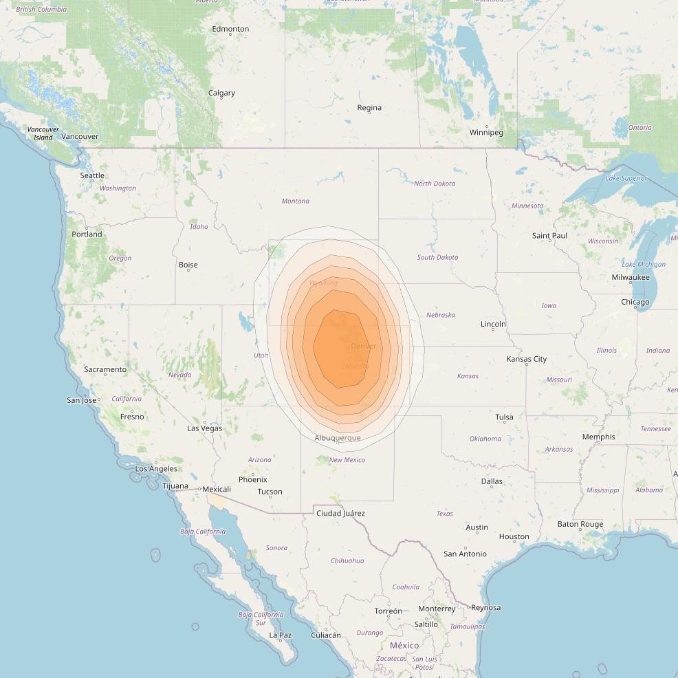 Directv 12 at 103° W downlink Ka-band A2BA (Denver) Spot beam coverage map