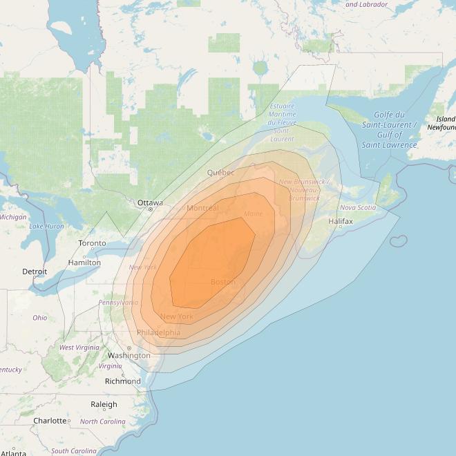 Directv 12 at 103° W downlink Ka-band A3B1 (Boston) Spot beam coverage map