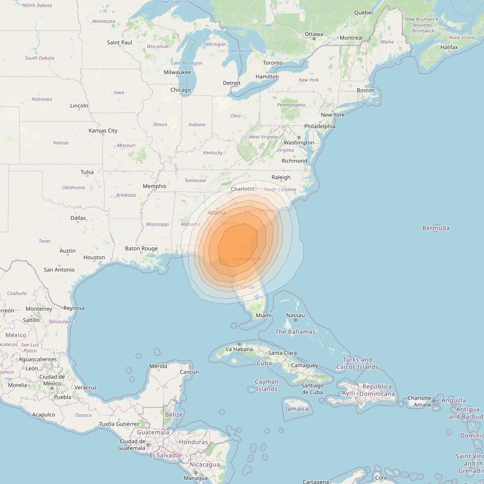 Directv 12 at 103° W downlink Ka-band A3B2 (Jacksonville) Spot beam coverage map