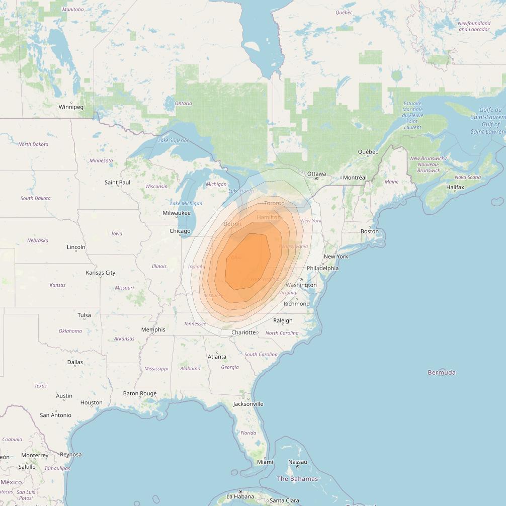 Directv 12 at 103° W downlink Ka-band A3B3 (Columbus) Spot beam coverage map