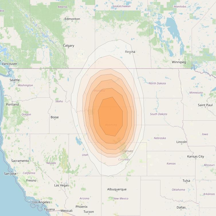 Directv 12 at 103° W downlink Ka-band A3B8 (Casper) Spot beam coverage map