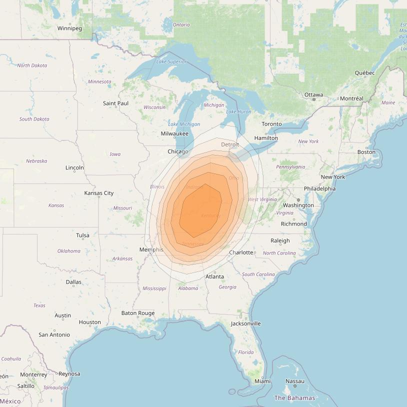 Directv 12 at 103° W downlink Ka-band A4B4 (Cincinatti) Spot beam coverage map