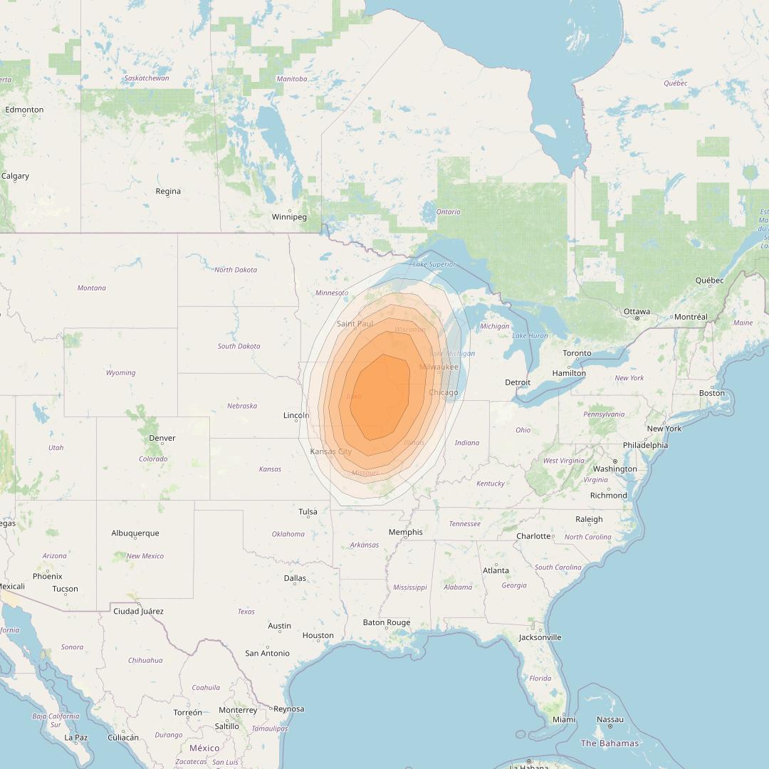 Directv 12 at 103° W downlink Ka-band A4B6 (Iowa City) Spot beam coverage map