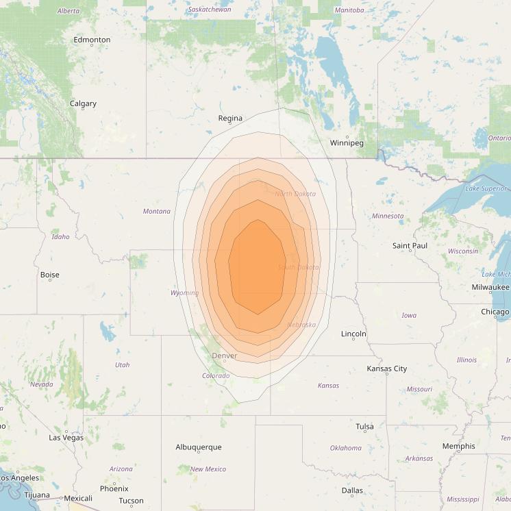 Directv 12 at 103° W downlink Ka-band A4B8 (Rapid City) Spot beam coverage map