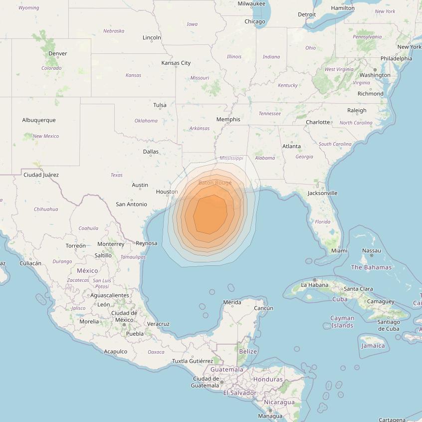 Directv 10 at 103° W downlink Ka-band A2B7 (New Orleans) Spot beam coverage map