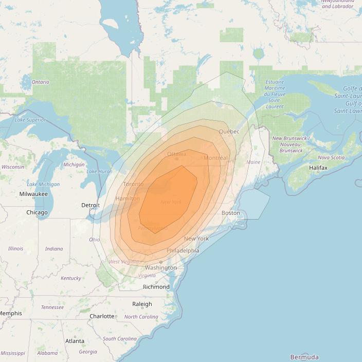 Directv 10 at 103° W downlink Ka-band A4B3 (Rochester) Spot beam coverage map