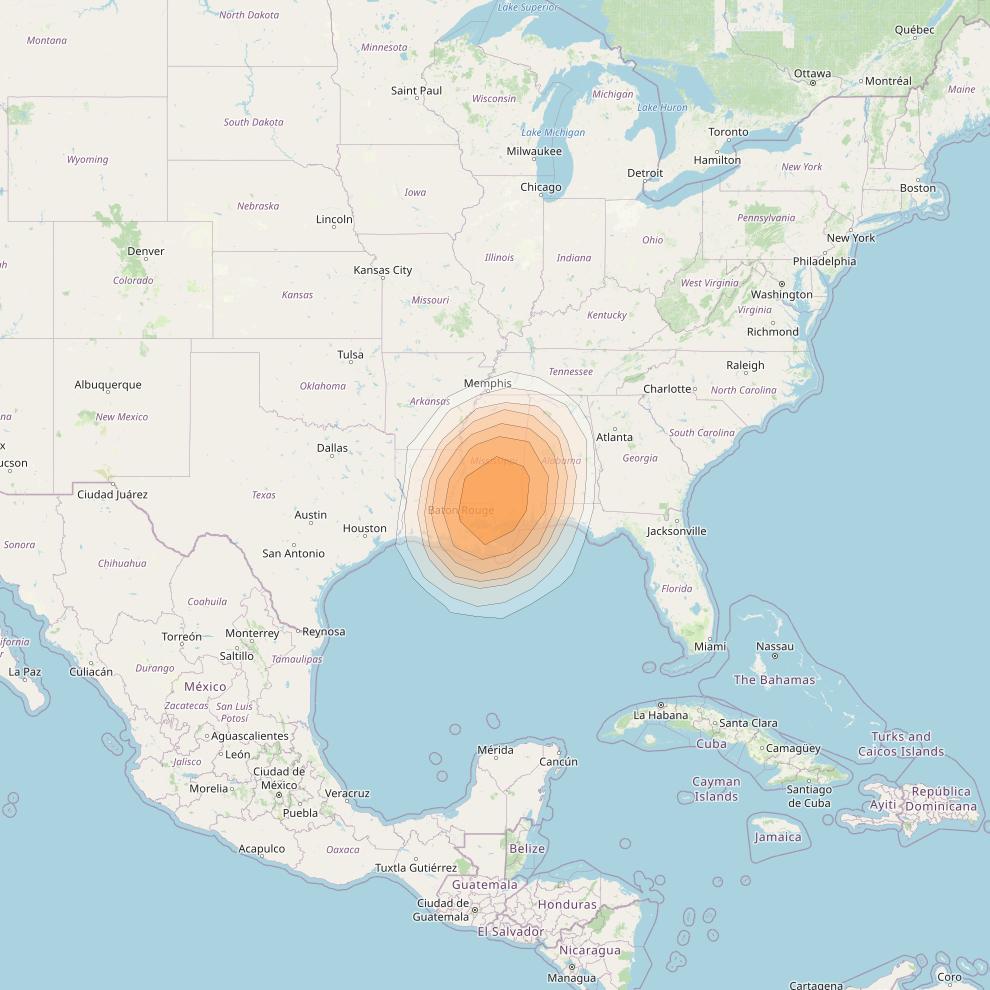 Directv 10 at 103° W downlink Ka-band A4B5 (Jackson) Spot beam coverage map