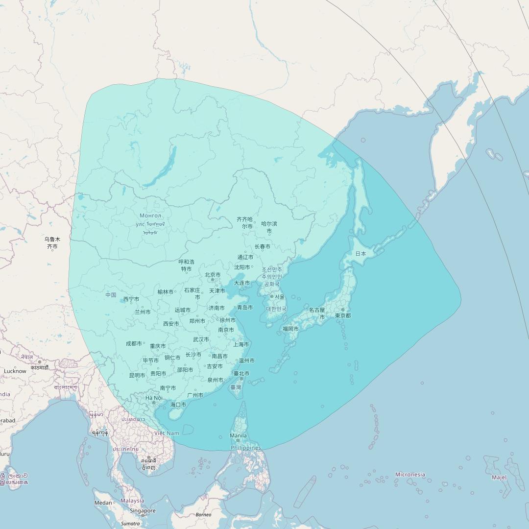 Asiastar 1 at 105° E downlink L-band East Beam coverage map
