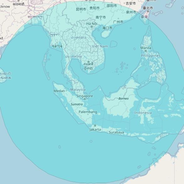Asiastar 1 at 105° E downlink L-band South Beam coverage map