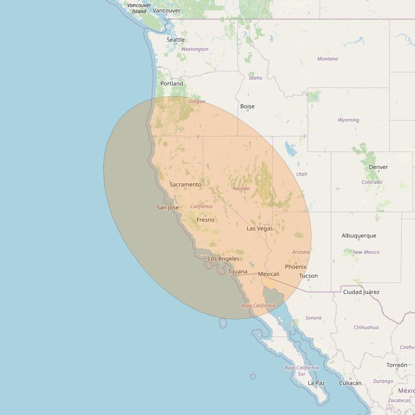 AMC 15 at 105° W downlink Ka-band Spot 8 beam coverage map