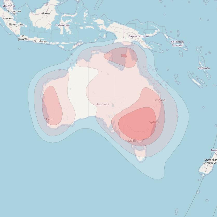 Asiasat 7 at 105° E downlink Ku-band Steerable beam coverage map