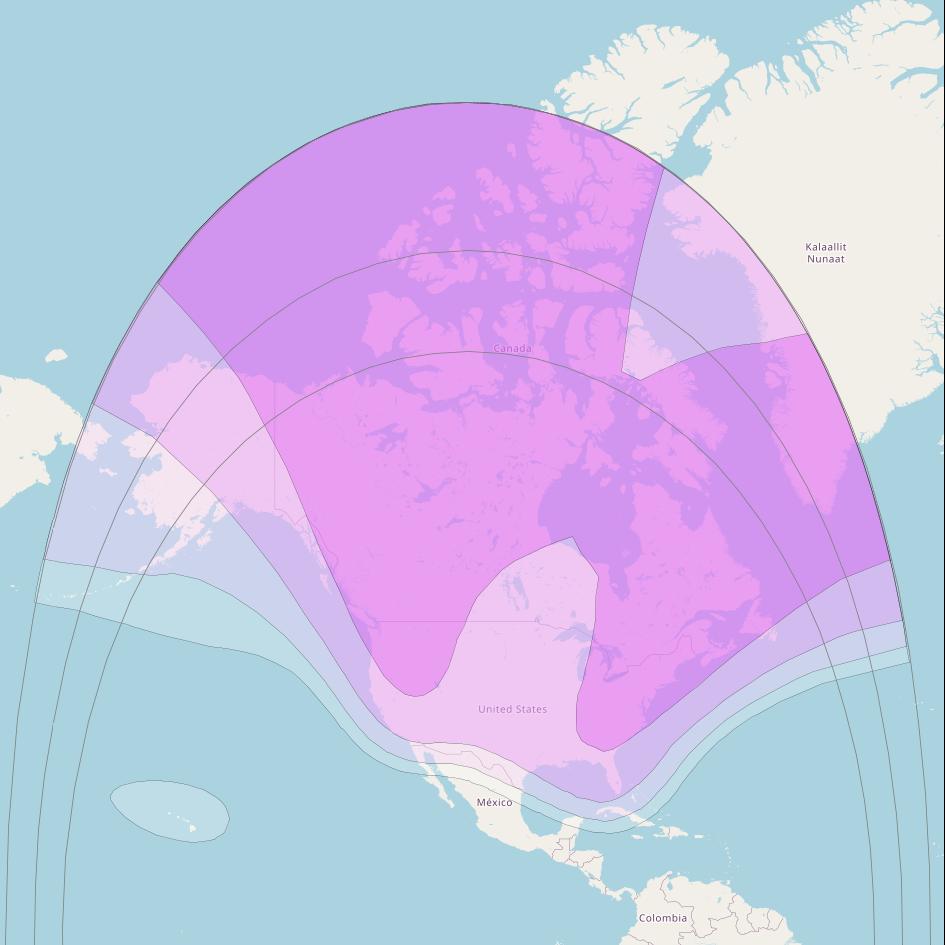 Anik F1R at 107° W downlink C-band North America Beam coverage map