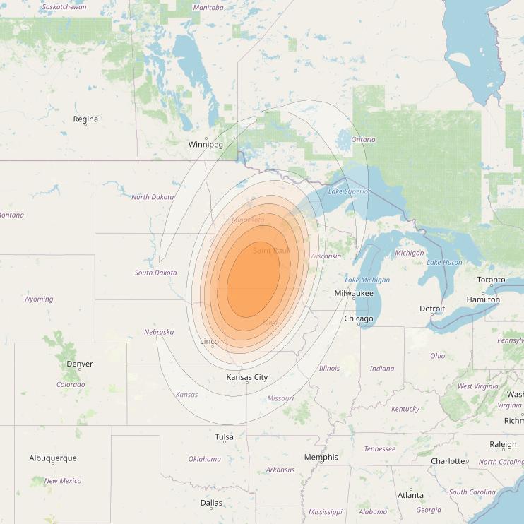 Echostar 17 at 107° W downlink Ka-band Spot U11DL beam coverage map