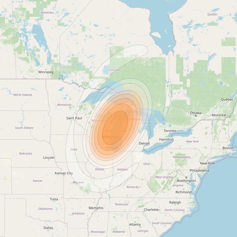 Echostar 17 at 107° W downlink Ka-band Spot U13DR beam coverage map