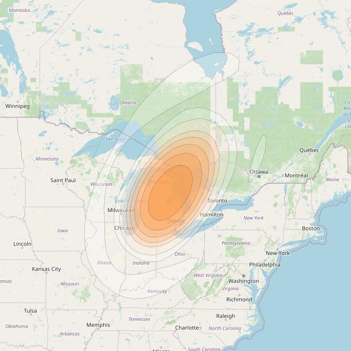 Echostar 17 at 107° W downlink Ka-band Spot U14DL beam coverage map