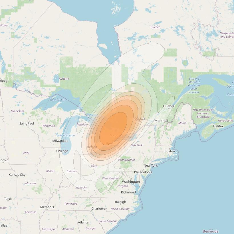 Echostar 17 at 107° W downlink Ka-band Spot U15DL beam coverage map