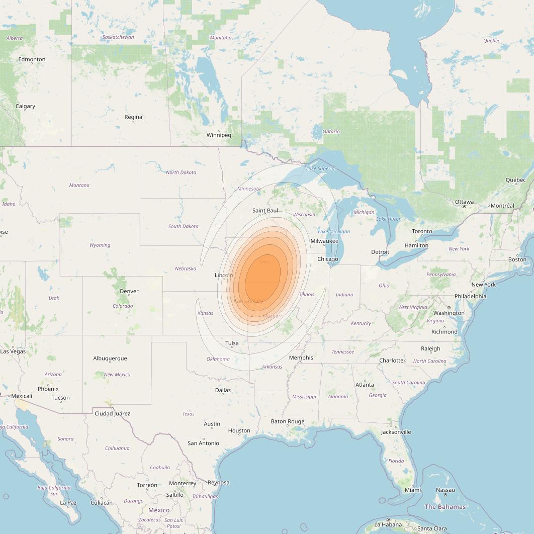 Echostar 17 at 107° W downlink Ka-band Spot U20DL beam coverage map