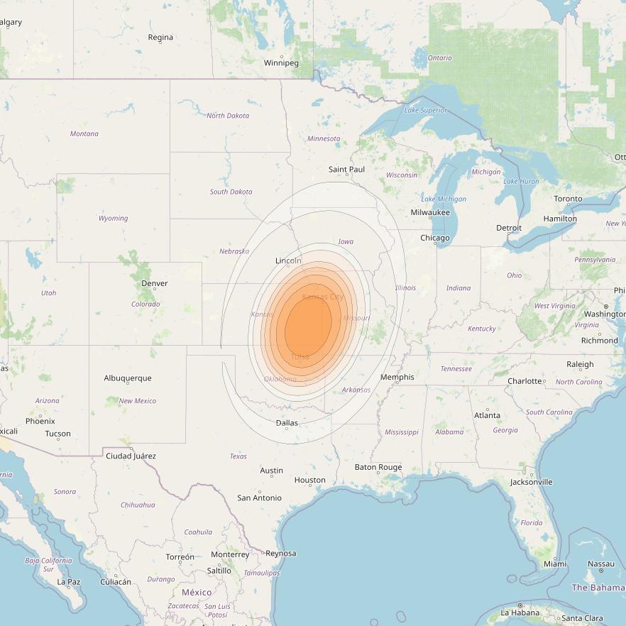 Echostar 17 at 107° W downlink Ka-band Spot U28DL beam coverage map