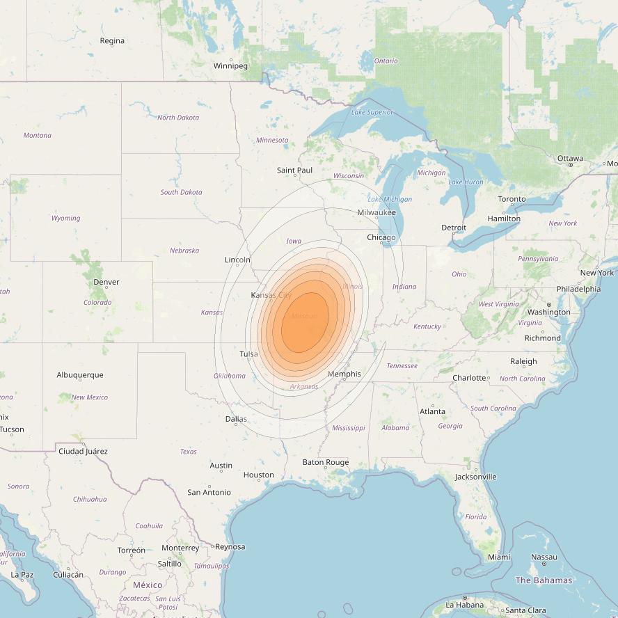 Echostar 17 at 107° W downlink Ka-band Spot U29DL beam coverage map