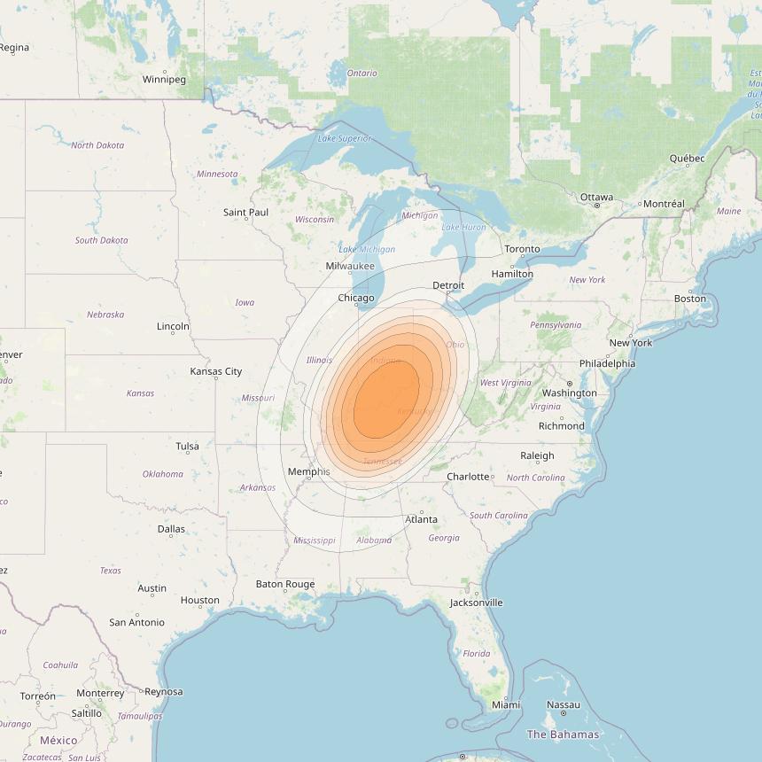 Echostar 17 at 107° W downlink Ka-band Spot U31DL beam coverage map