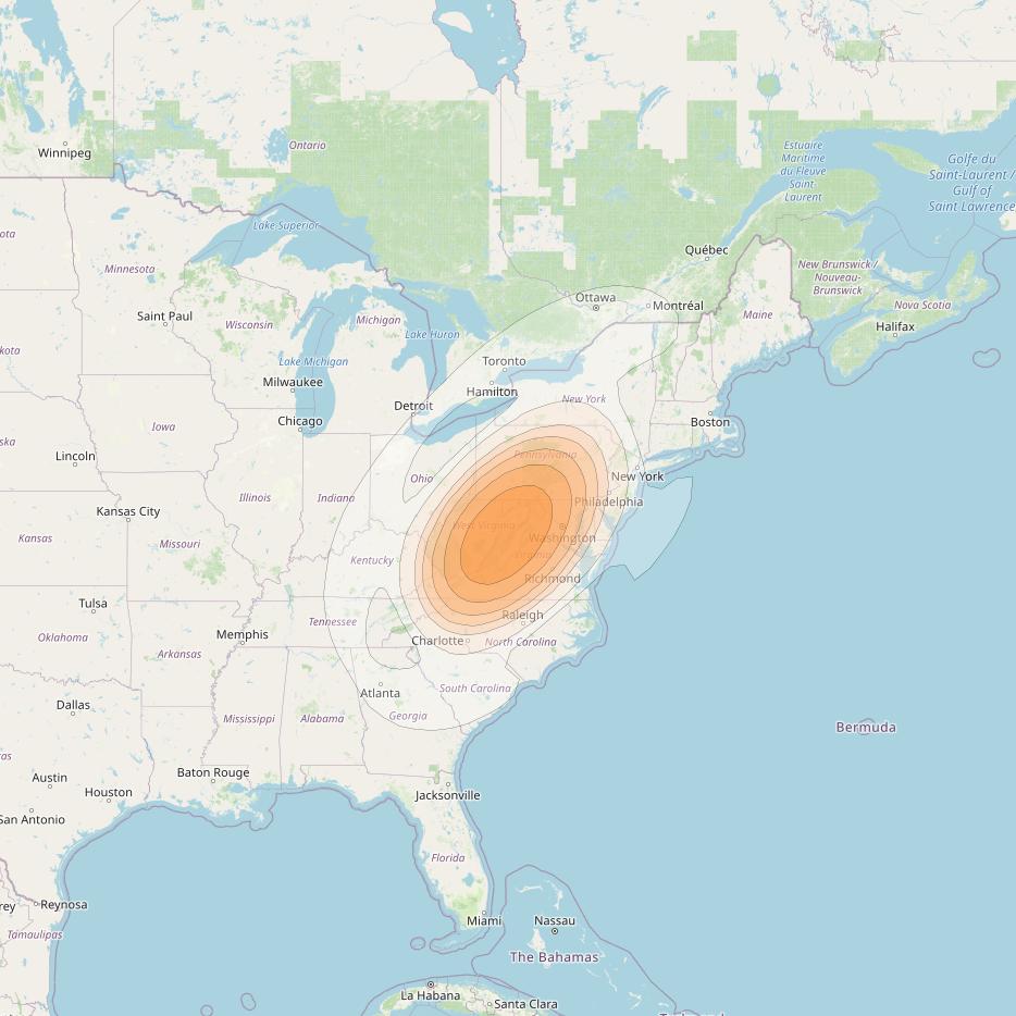 Echostar 17 at 107° W downlink Ka-band Spot U33DL beam coverage map