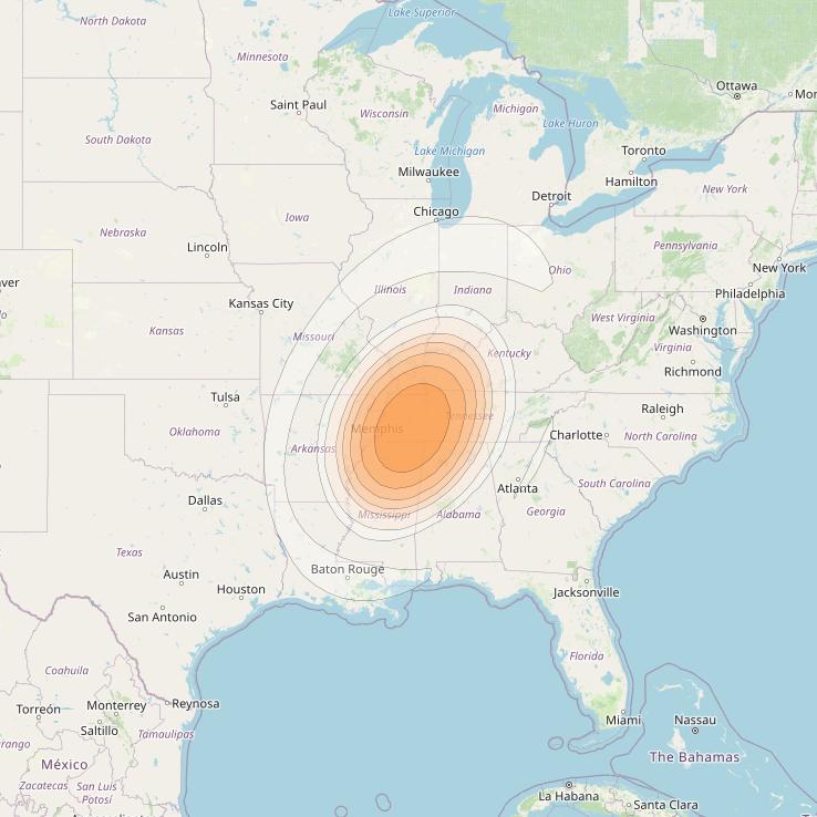 Echostar 17 at 107° W downlink Ka-band Spot U38DL beam coverage map