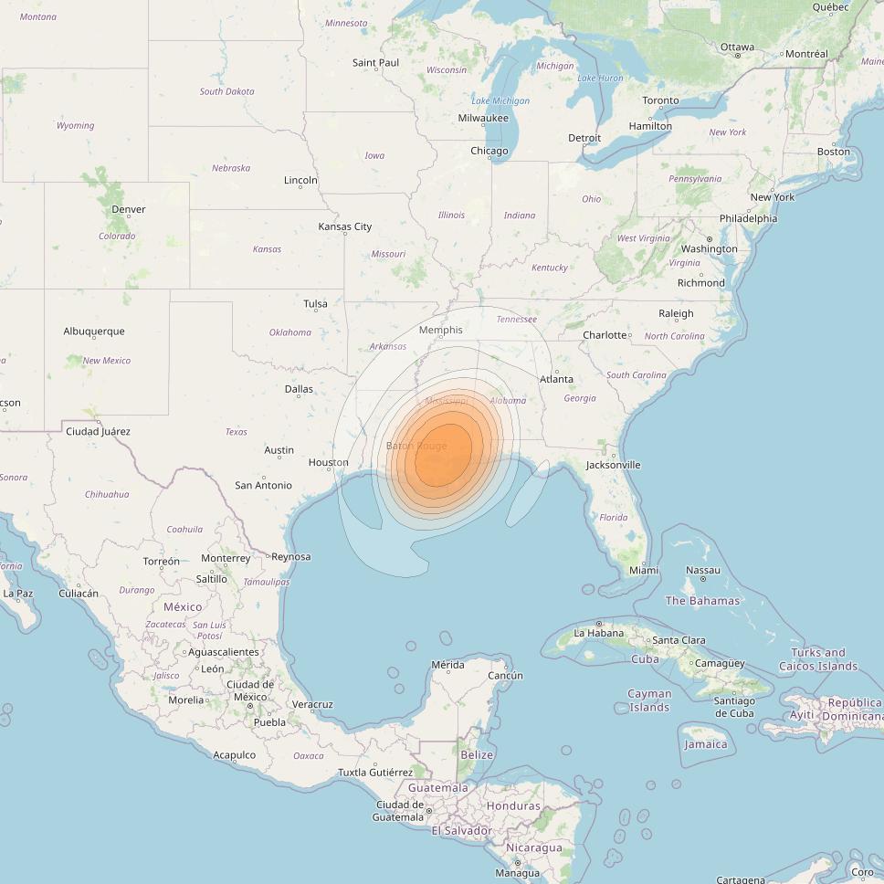 Echostar 17 at 107° W downlink Ka-band Spot U54DL beam coverage map