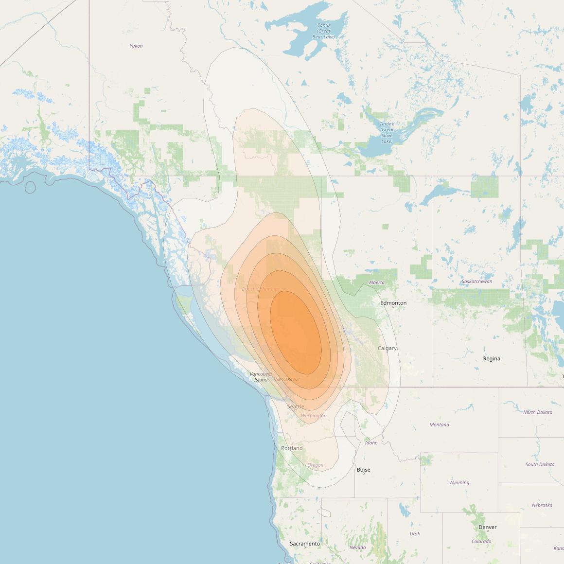 Echostar 17 at 107° W downlink Ka-band Spot U7DL beam coverage map