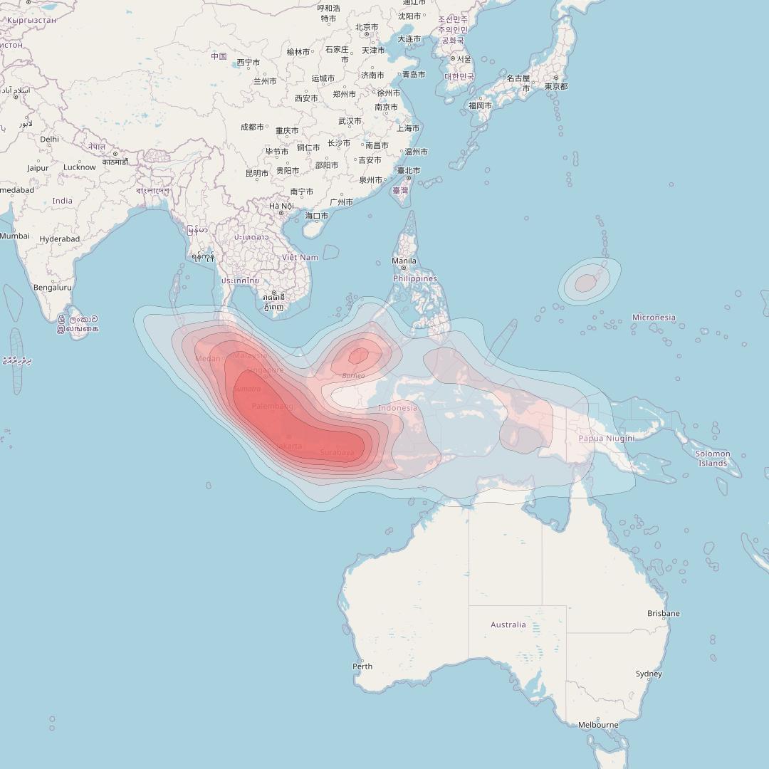 SES 9 at 108° E downlink Ku-band East Asia beam coverage map