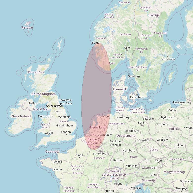 Eutelsat 10B at 10&deg; E downlink Ku-band S009 User Spot beam coverage map