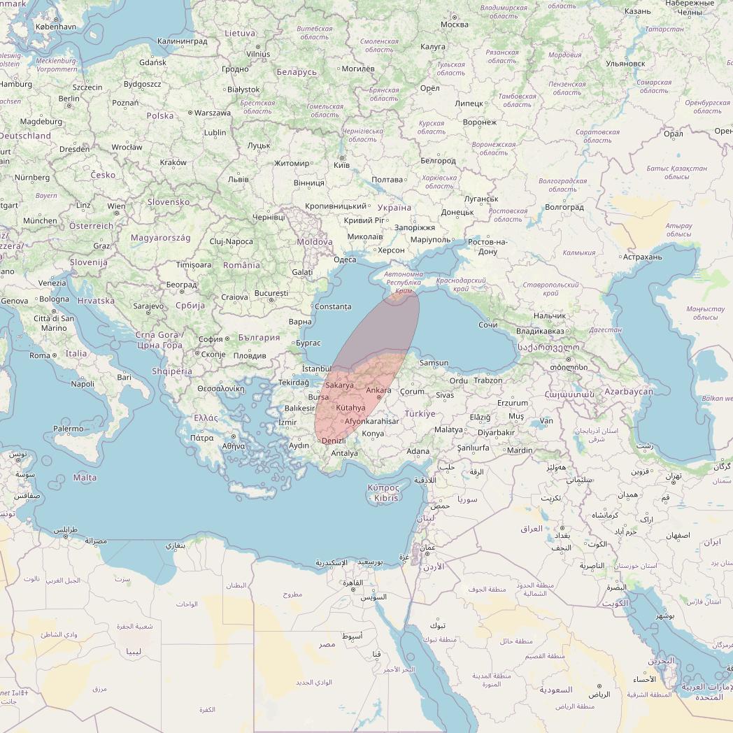 Eutelsat 10B at 10&deg; E downlink Ku-band S016 User Spot beam coverage map