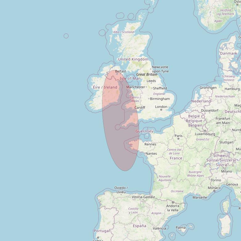 Eutelsat 10B at 10&deg; E downlink Ku-band S029 User Spot beam coverage map