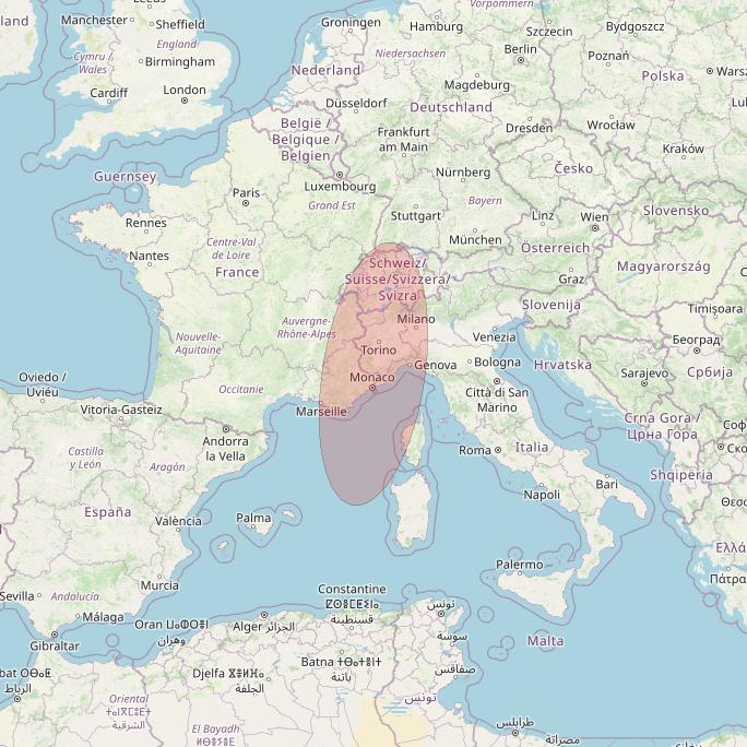 Eutelsat 10B at 10&deg; E downlink Ku-band S032 User Spot beam coverage map