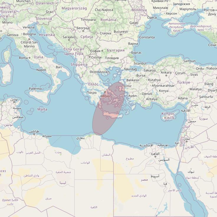 Eutelsat 10B at 10&deg; E downlink Ku-band S037 User Spot beam coverage map