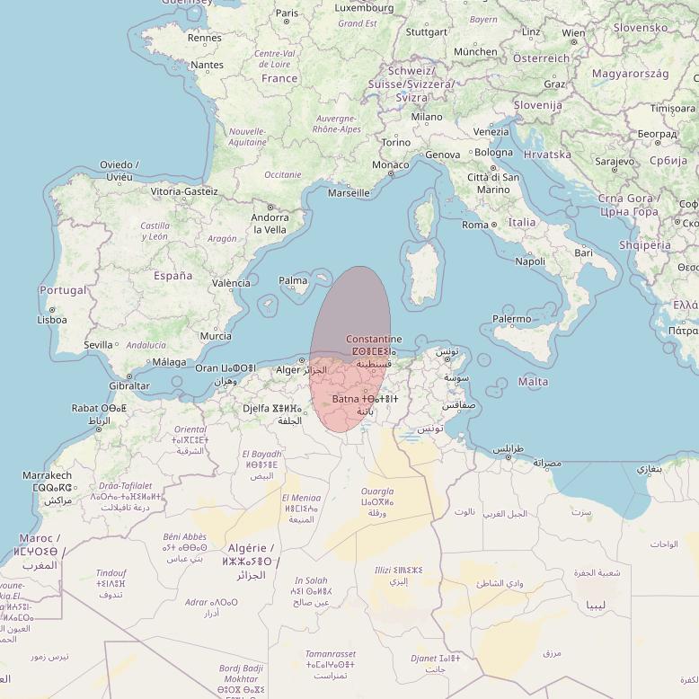Eutelsat 10B at 10&deg; E downlink Ku-band S047 User Spot beam coverage map