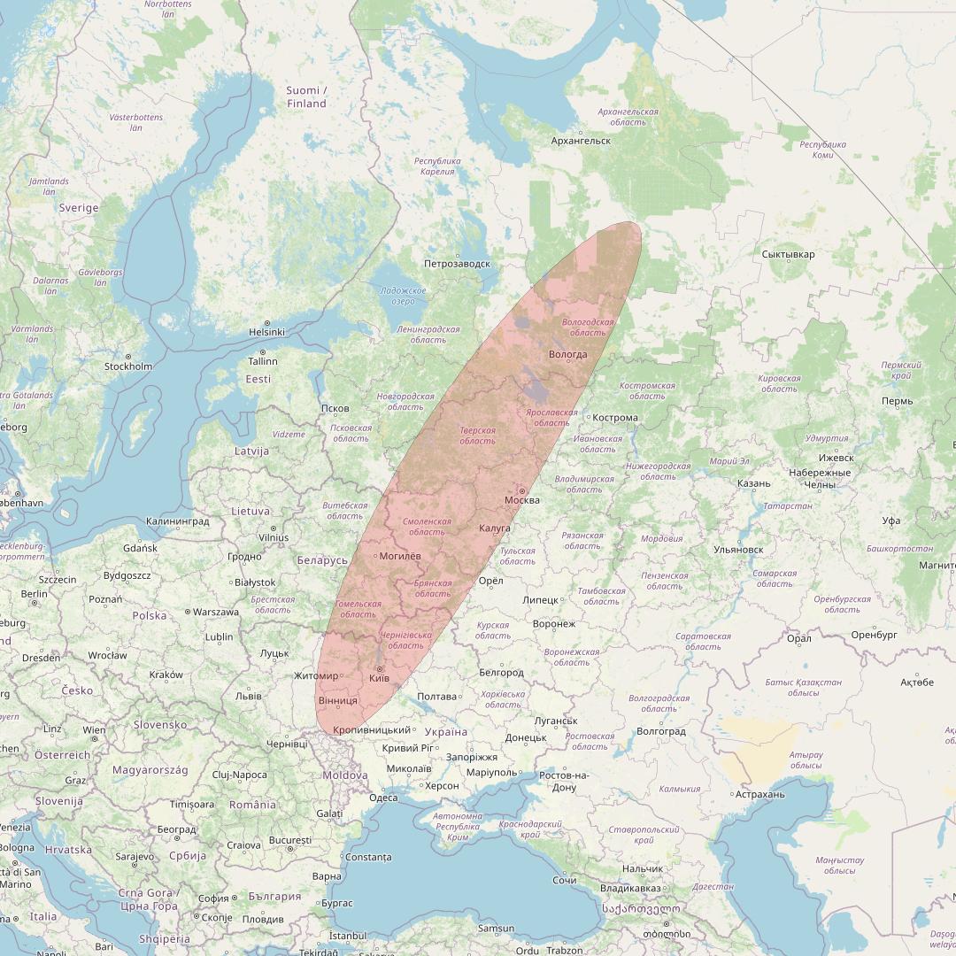 Eutelsat 10B at 10&deg; E downlink Ku-band S050 User Spot beam coverage map